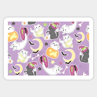 Halloween Cat Party on Purple Sticker